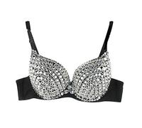 Eauptffy Soutien-gorge Jazz Danse Conduite Stripper Brillant Bikini Brassière, O blanc., L