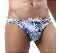 Eauptffy String String Maillot de Bain Homme Sexy Taille Basse Triangle avec Cordon de Serrage et Motif Fleurs Respirant Slip de Natation Confortable Séchage Rapide Maillot de Bain Beachwear, O bleu
