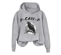 Eauptffy Sweat à capuche avec motif corbeau pour femme - Confortable - Manches longues - Coupe ample - Sweat à capuche Y2K - Pour adolescent - Sport - Coupe ample, O gris., S