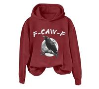 Eauptffy Sweat à capuche avec motif corbeau pour femme - Confortable - Manches longues - Coupe ample - Sweat à capuche Y2K - Pour adolescent - Sport - Coupe ample, O rouge., XXL