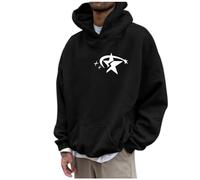 Eauptffy Sweat à capuche surdimensionné pour homme - Manches longues - 2024 - Pull de fitness - Veste de transition ample - Manteau d'hiver tendance imprimé
