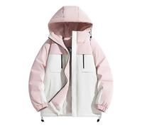 Eauptffy Veste d'hiver femme homme bloc de couleurs rétro veste à capuche extérieur rembourré matériau épais confortable décontracté sportif chaud robuste veste quotidienne, O Rot1, M