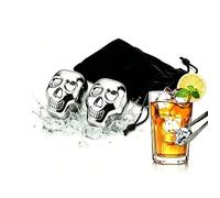 EAVUYIS 2 Glaçons Réutilisables en Acier Inoxydable Tête de Mort, Pierres à Whisky en INOX avec Sachet de Rangement, Glaçon Inoxydable pour Refroidir Cocktail, Vin et Boissons sans Dilution