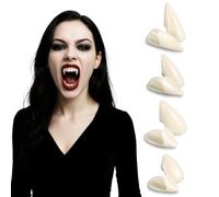 EAVUYIS 4 Paires Halloween Costume de Dents de Vampire 4 Tailles Crocs Dents Fausses pour Accessoires de Fête de Cosplay Faveurs de Crocs de Fête d’Halloween