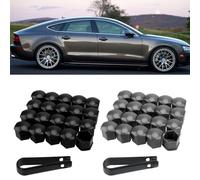 EAVUYIS 40 Pièces Cache Ecrou 17 mm Capuchons Protection Hexagonal Plastique Protecteurs Boulon Ecrou Couvre Capuchons D'écrou De Roue avec Ensemble Outil De Suppression (Noir Gris)