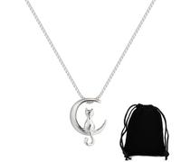EAVUYIS Collier Pour Femme Collier Chat Argent 925, Collier en argent sterling, Collier Chat Femme Collier Femmes Bijoux pour Les Femmes Filles, Lune Pendentif Collier Bijoux pour Femmes