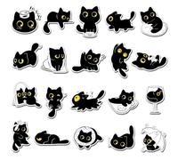 EAVUYIS Lot de 20 Aimant Frigo Chat NoirMagnet Frigo Tableau Magnétique, 3D Réfrigérateur Mignonne Drôle Convient à la Décoration des Tableaux Blancs pour Décorer Frigos, Casiers Scolaires