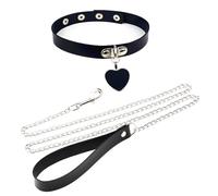 EAVUYIS Punk Choker Ajustable Collier Ras Du Cou en Cuir PU Noir avec Chaîne Collier Ras Du Cou avec Anneau en O pour Halloween Cosplay Saint-Valentin