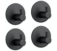 EAVY Crochet porte-serviettes auto-adhésifs - 4 pièces en acier inoxydable - Bande adhésive forte - Crochets adhésifs - Crochet mural - Crochets adhésifs - Noir