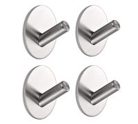 EAVY Crochets à serviettes autocollants - Lot de 4 crochets pour serviettes - Crochet mural - Porte-serviettes - Acier inoxydable - Argenté