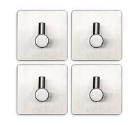 EAVY Lot de 4 crochets porte-serviettes - Porte-serviettes - Auto-adhésif - Crochet adhésif - Crochet mural - Crochets adhésifs - Acier inoxydable - Argent