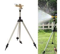 Eawfgtuw Arroseur rotatif en métal avec support réglable en hauteur de 45 à 90 cm pour une grande zone de couverture, équipement d'arrosage de jardin, insert de sol