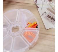 Eawfgtuw Boîte de rangement ronde en plastique à 8 compartiments pour bijoux, cosmétiques, bagues, boucles d'oreilles, pilules et mini produits, blanc