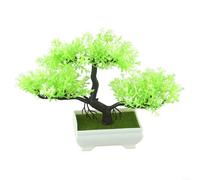 Eawfgtuw Bonsaï artificiel en pot de pin artificiel décoratif en plastique pour maison, salon, bureau, jardin, armoire, intérieur et extérieur, 18 cm (blanc)