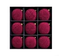 Eawfgtuw Boules de Noël en velours à suspendre en rouge vin, rouge vif, café et vert pour décoration de fête, fête de vacances (rouge vin)