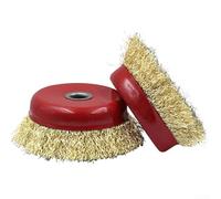 Eawfgtuw Brosse métallique rotative de 85 mm en acier plaqué cuivre pour meuleuse d'angle, fixation de fil torsadé, disque d'ébavurage et de décapage de peinture, très résistante (type 125)