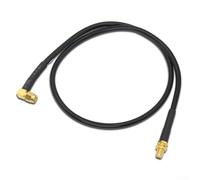 Eawfgtuw Câble d'extension radio 50 cm 100 cm coudé mâle vers câble coaxial femelle droit connecteur en métal de haute qualité pour antenne talkie-walkie Baofeng noir (50 cm)
