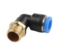 Eawfgtuw Connecteur rapide coudé pneumatique pour raccords d'outils pneumatiques, adaptateur de type L fileté en laiton et plastique, rotatif à 360°, étanche, résistant aux hautes pressions (PL8-02)