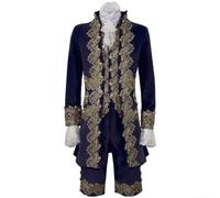 Eawfgtuw Costume de cosplay britannique pour homme, style rétro de la Renaissance victorienne, Tudor Rococo (taille XL, bleu)