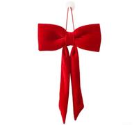 Eawfgtuw Décoration de Noël élégante en velours à suspendre, long tissu doux pour arbres de vacances, fenêtres et vitrines, décoration festive classique rouge et vert (20 cm, rouge)
