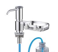 Eawfgtuw Distributeur de savon pour évier de cuisine avec tube d'extension de 99,1 cm, pompe intégrée en plastique ABS avec porte-éponge, facile à installer pour le nettoyage sous l'évier (gunmetal)