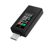 Eawfgtuw Écran couleur - Testeur de tension numérique - Moniteur de puissance bidirectionnel - Outil électronique portable - Moniteur de tension - Analyseur de consommation d'énergie - Noir