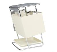 Eawfgtuw Égouttoir de cuisine en acier inoxydable avec bac de vidange, tapis antidérapant et support de baguettes pour ustensiles de cuisine et râpe à 4 côtés (acier au carbone blanc)