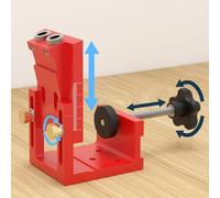 Eawfgtuw Ensemble de gabarit de poche pour foret de 9 mm, localisateur de trou oblique réglable pour le travail du bois, gabarit de perçage en alliage d'aluminium avec 24 accessoires, (rouge)