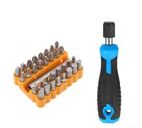 Eawfgtuw Ensemble de poignée de tournevis avec 33 embouts hexagonaux de 6,35 mm, adaptateur autobloquant multifonctionnel à cliquet et kit d'outils de réparation pour la maison, l'atelier, les projets