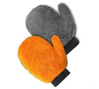 Eawfgtuw Gant de lavage de voiture en microfibre pour nettoyage automobile - Gant de lavage réutilisable en polaire corail - 24 x 20 cm - Orange et gris