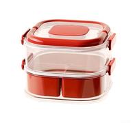 Eawfgtuw Grande boîte à bonbons divisée avec joint en silicone, assiette à fruits en ABS rouge pour le Nouvel An, le salon, récipient de rangement anti-poussière 19,7 x 14,7 cm (rouge)