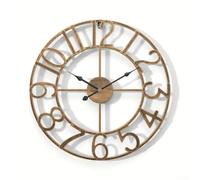 Eawfgtuw Grande horloge murale d'extérieur en métal vintage de style antique - 34 cm/40 cm - Silencieuse et étanche - Pour cuisine, chambre à coucher, salon, style ferme (A)