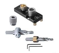 Eawfgtuw Guide de perçage profilé en aluminium - avec glissière réglable et système d'alignement marqué pour foret étagé M8/M6 série 20/30/40 (noir)