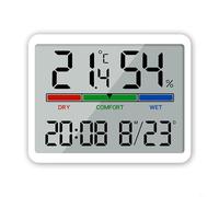 Eawfgtuw Horloge murale numérique de 25,4 cm avec grand écran LED, affichage multifonction de la température, de l'humidité, thermomètre, hygromètre, alarme, date, télécommande, pour la maison, O