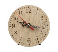 Eawfgtuw Horloge murale ronde en bois et petite horloge de bureau avec mouvement à quartz silencieux, 12 cm de diamètre, convient pour la maison, le bureau, la chambre ou le bureau