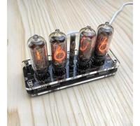 Eawfgtuw IN-8 Horloge de bureau à 4 chiffres Nixie Tube rétroéclairage LED télécommande alimentation USB affichage numérique créatif élégante pour la décoration