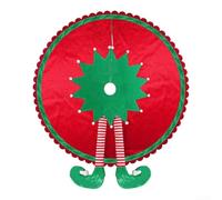 Eawfgtuw Jupe de sapin de Noël à pattes rayées en velours rouge et vert pour décoration festive, protège le sol et couvre le support du sapin, convient pour le salon (92 cm)