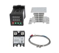 Eawfgtuw Kit contrôleur PID, REX-C100 Thermostat Set avec pour -40DA Solid State pour relais, sonde thermocouple de type K et dissipateur thermique pour chauffage industriel d'incubateur de four