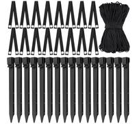 Eawfgtuw Kit de piquets pour jeunes arbres, 15 piquets, 15 sangles de 40 m, kit d'ancrage de corde de 40 m, système de support pour jeunes arbres, entretien des plantes de jardin, plastique résistant