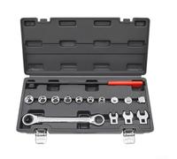 Eawfgtuw Kit d'outils de courroie serpentine 15 pièces avec clés à cliquet pour pied de biche, barre d'extension et jeu de douilles pour l'entretien de poulie tendeur de courroie à ressort