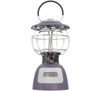 Eawfgtuw Lanterne de camping LED avec batterie 5200 mAh, lumière de tente d'extérieur à intensité variable, lampe à filament rétro avec port de charge rapide pour randonnée, batterie externe, violet