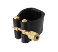 Eawfgtuw Ligature d'embouchure de saxophone ténor en cuir synthétique avec clip de fixation en métal compatible avec les embouchures de saxophone alto standard, noir (B)