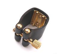 Eawfgtuw Ligature d'embouchure de saxophone ténor en cuir synthétique avec clip de fixation en métal compatible avec les embouchures de saxophone alto standard, noir (A)