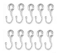 Eawfgtuw Lot de 10 crochets mobiles en acier inoxydable pour armoire, placard, salle de bain, rangement de rangement, crochet coulissant réglable plaqué chrome résistant à la rouille (32 mm)