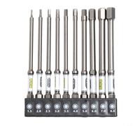 Eawfgtuw Lot de 11 embouts de tournevis magnétiques de 6,35 mm avec tige hexagonale pour vis cruciformes Torx et hexagonales, embouts de tournevis de 50 mm avec porte-embout à 10 trous pour perceuse