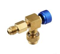 Eawfgtuw Lot de 2 adaptateurs de connecteur de climatisation R22 R410, valve de charge, adaptateur de commutateur de valve à bille de sécurité en laiton à faible perte (C)