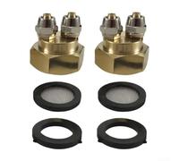 Eawfgtuw Lot de 2 adaptateurs de tuyau GHT femelle vers double 6,35 mm en laiton pour tuyau d'irrigation goutte à goutte, accessoire de système d'arrosage de jardin extérieur avec rondelles