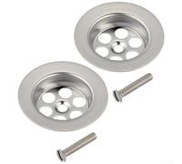 Eawfgtuw Lot de 2 bouchons de vidange de baignoire en acier inoxydable avec vis, 70 mm - Kit de rechange pour réparation de salle de bain - Argenté