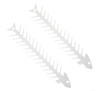 Eawfgtuw Lot de 2 brochettes de barbecue en acier inoxydable en forme d'arête de poisson pour griller de la viande et des légumes pour un nettoyage facile, passe au lave-vaisselle, blanc