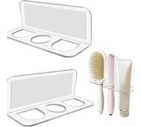 Eawfgtuw Lot de 2 supports muraux en acrylique pour brosse à cheveux avec ruban adhésif double face pour outils et accessoires de cheveux